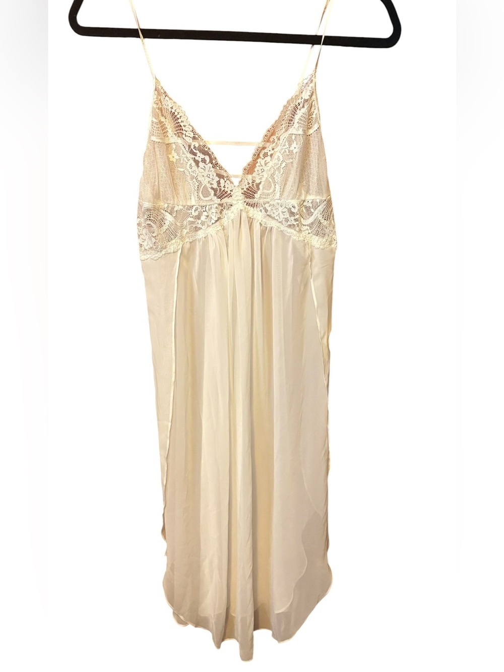 In Bloom by Jonquil White Lace Chiffon Nightgown Size Medium Bridal Romantic - Picture 5 of 10
